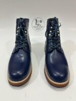 Handmade Leather Boots Men New Handmade Men’s Navy Blue Leather Lace Up Classic Casual & Work Style Ankle Boots - Image 9