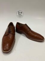 Handmade Leather Shoes Men’s Handmade Brown Ostrich Leather Texture Formal Lace Up Dress & Office Shoes - Image 4