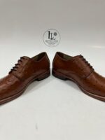 Handmade Leather Shoes Men’s Handmade Brown Ostrich Leather Texture Formal Lace Up Dress & Office Shoes - Image 9