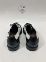 Handmade Leather Shoes Men Handmade Norwegian Welted Wingtip Men's Dress Shoes Black & White Part Shoes - Image 9