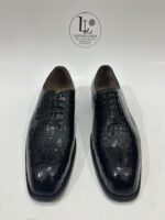 Handmade Leather Shoes Mens Black Crocodile Embossed Leather Wholecut Dress Shoes - Image 7