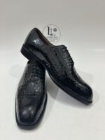 Handmade Leather Shoes Mens Black Crocodile Embossed Leather Wholecut Dress Shoes - Image 2