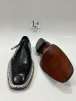 Handmade Leather Shoes Men Handmade Black Leather Brogue Toe Derby Shoes Genuine Leather Formal Goodyear Welted Boots - Image 4