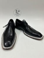 Handmade Leather Shoes Men Handmade Black Leather Brogue Toe Derby Shoes Genuine Leather Formal Goodyear Welted Boots - Image 9