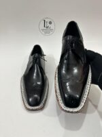 Handmade Leather Shoes Men Handmade Black Leather Brogue Toe Derby Shoes Genuine Leather Formal Goodyear Welted Boots - Image 6