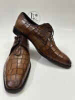 Handmade Leather Shoes Men Mens Handcrafted Brown Alligator Embossed Leather Shoes Textured Luxury Shoes - Image 2
