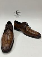 Handmade Leather Shoes Men Mens Handcrafted Brown Alligator Embossed Leather Shoes Textured Luxury Shoes - Image 4