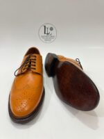 Handmade Leather Boots Mens Wingtip Oxford Shoes, Men’s Classic Brown Dress Shoes for Weddings and Formal Wear - Image 4