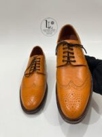 Handmade Leather Boots Mens Wingtip Oxford Shoes, Men’s Classic Brown Dress Shoes for Weddings and Formal Wear - Image 6