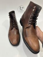 Handmade Leather Boots Men Handmade Men's Brown Leather Ankle Boots, Lace-Up Cap Toe Boots for Formal or Casual Wear - Image 6