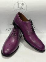 Handmade Leather Shoes Men Purple Leather Oxford Shoes for Men Handmade Wingtip Dress Shoes Brogue Lace-Up Formal Business Wedding Footwear - Image 2