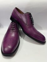 Handmade Leather Shoes Men Purple Leather Oxford Shoes for Men Handmade Wingtip Dress Shoes Brogue Lace-Up Formal Business Wedding Footwear - Image 5