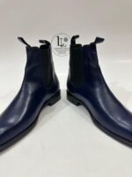 Handmade Leather Boots Men Handmade Men's Navy Blue Leather Chelsea Boots, Sleek Slip-On Ankle Boots, Formal Dress Boots for Him - Image 6