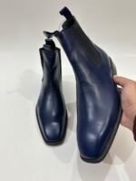 Handmade Leather Boots Men Handmade Men's Navy Blue Leather Chelsea Boots, Sleek Slip-On Ankle Boots, Formal Dress Boots for Him - Image 9