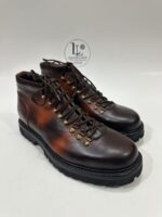 Handmade Men Brown Leather Hiking Boots | Mens Formal Round Toe Boots | Lace-Up Shoes | Custom Size Leather Oxford | Dress Formal Party Wear