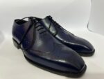Handmade Leather Shoes Men New Navy Blue Leather Wingtip Brogue Shoes for Men Handmade Oxford Dress Formal Business & Wedding Footwear