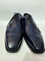 Handmade Leather Shoes Men New Navy Blue Leather Wingtip Brogue Shoes for Men Handmade Oxford Dress Formal Business & Wedding Footwear - Image 4