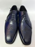 Handmade Leather Shoes Men New Navy Blue Leather Wingtip Brogue Shoes for Men Handmade Oxford Dress Formal Business & Wedding Footwear - Image 3