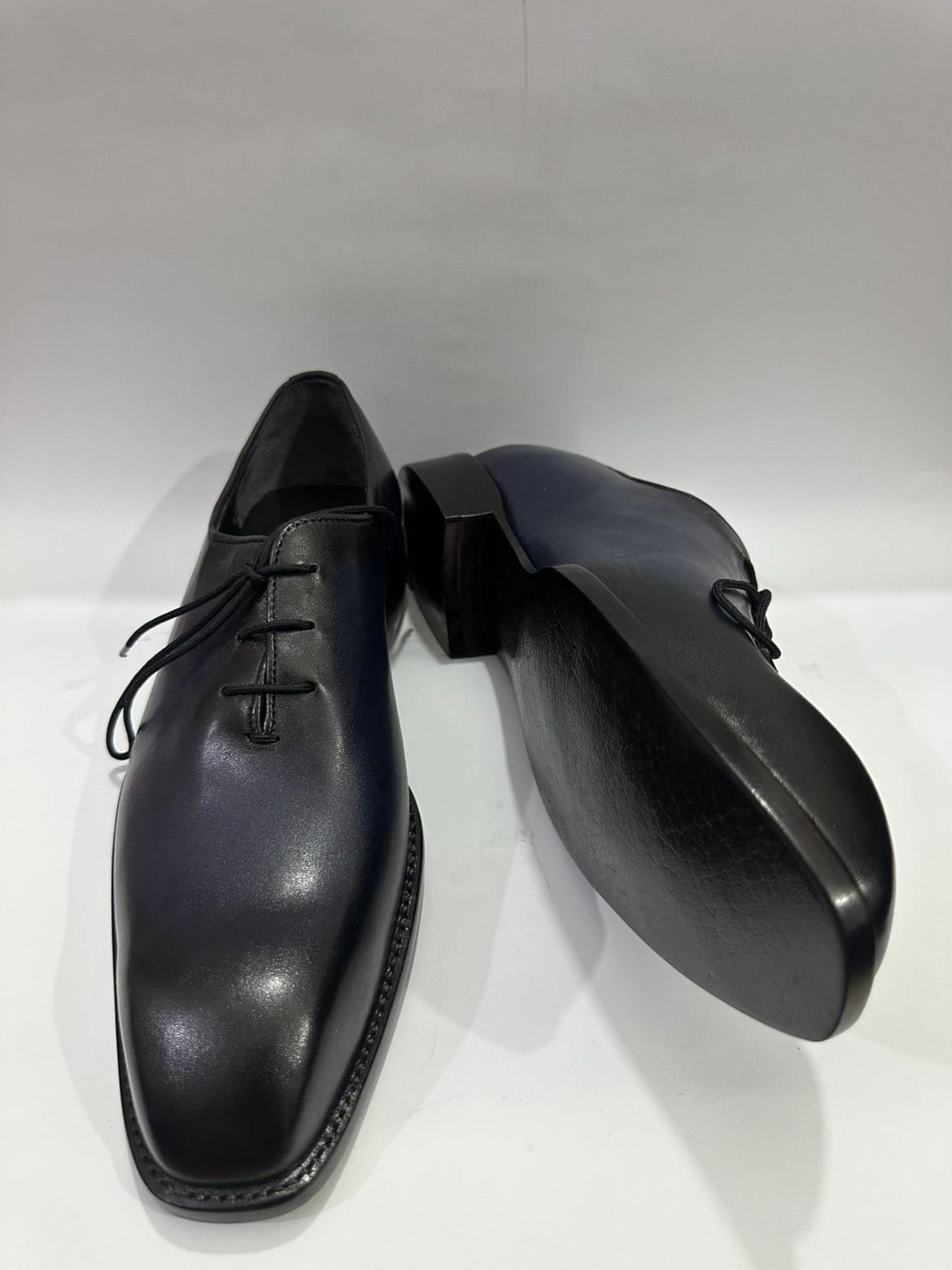 il_fullxfull.7642418571_h1l9.jpg Handmade Leather Boots Mens Blue Leather Handmade Goodyear Welted Wholecut Formal Lace-Up Dress Shoes Plain Square Toe Wedding Footwear - Image 1