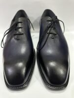 Handmade Leather Boots Mens Blue Leather Handmade Goodyear Welted Wholecut Formal Lace-Up Dress Shoes Plain Square Toe Wedding Footwear - Image 3