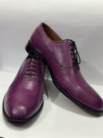Handmade Leather Shoes Men Purple Leather Oxford Shoes for Men Handmade Wingtip Dress Shoes Brogue Lace-Up Formal Business Wedding Footwear - Image 3