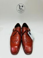 Handmade Leather Shoes Men Men’s Crocodile Embossed Leather Monk Strap Shoes Handmade Luxury Dress Shoes for Business, Wedding & Formal Wear - Image 2