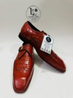 Handmade Leather Shoes Men Men’s Crocodile Embossed Leather Monk Strap Shoes Handmade Luxury Dress Shoes for Business, Wedding & Formal Wear - Image 4