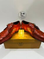 Handmade Leather Shoes Men Men’s Crocodile Embossed Leather Monk Strap Shoes Handmade Luxury Dress Shoes for Business, Wedding & Formal Wear - Image 10