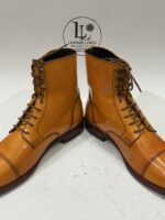 Handmade Leather Boots Men Bespoke Men’s Tan Leather Ankle Boots Luxury Handcrafted Lace Up Leather Cap Toe Formal Boots Gift for Him - Image 2