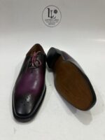 Handmade Leather Shoes Men’s Purple Patina Leather Handmade Burgundy Dress Ombre Oxfords Hand-Painted Wholecut Formal Mens Wedding Shoes - Image 8