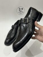 Handmade Leather Shoes Men’s Black Crocodile Embossed Monk Strap Handmade Alligator Print Leather Loafers Formal Exotic Shoe Gift for Him - Image 4