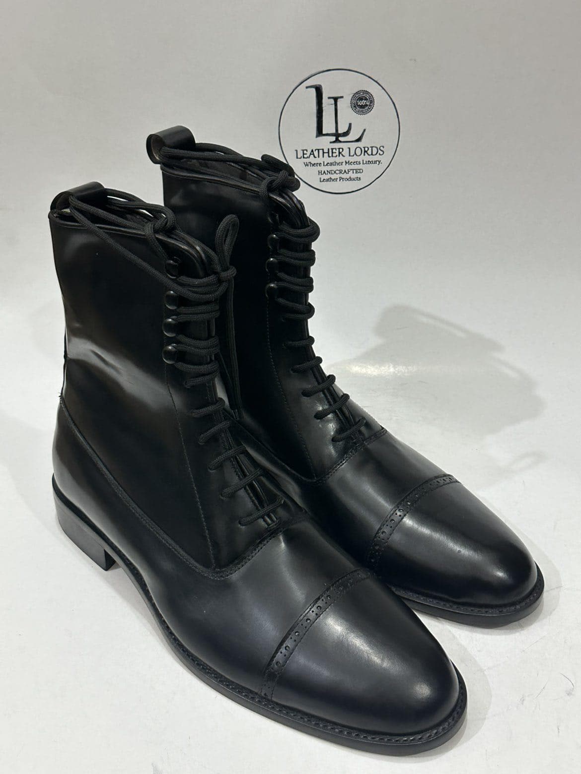 il_fullxfull.7661767504_ka6x.jpg Handmade Leather Boots Men Black Victorian Dress Men's Lace Up Ankle Boots Handmade Cap Toe Balmoral Boots Formal Wedding Shoes Gift for Him - Image 1