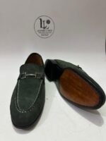 Handmade Forest Green Suede Loafers for Men, Genuine Leather Sole Bit Loafers, Luxury Slip-On Dress Handcrafted Shoes - Image 4