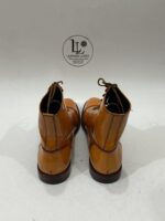 Handmade Leather Boots Men Bespoke Men’s Tan Leather Ankle Boots Luxury Handcrafted Lace Up Leather Cap Toe Formal Boots Gift for Him - Image 7