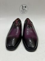 Handmade Leather Shoes Men’s Purple Patina Leather Handmade Burgundy Dress Ombre Oxfords Hand-Painted Wholecut Formal Mens Wedding Shoes - Image 3