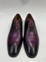 Handmade Leather Shoes Men’s Purple Patina Leather Handmade Burgundy Dress Ombre Oxfords Hand-Painted Wholecut Formal Mens Wedding Shoes - Image 4