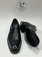 Handmade Leather Shoes Men’s Black Crocodile Embossed Monk Strap Handmade Alligator Print Leather Loafers Formal Exotic Shoe Gift for Him - Image 2