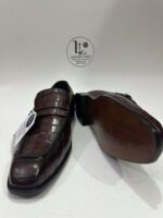 Handmade Burgundy Crocodile Pattern Leather Loafers for Men Slip-On Formal Dress Shoes Exotic Leather Wedding Shoes Groomsmen Gift Shoes - Image 2