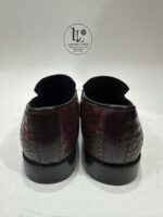 Handmade Burgundy Crocodile Pattern Leather Loafers for Men Slip-On Formal Dress Shoes Exotic Leather Wedding Shoes Groomsmen Gift Shoes - Image 9