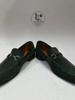 Handmade Forest Green Suede Loafers for Men, Genuine Leather Sole Bit Loafers, Luxury Slip-On Dress Handcrafted Shoes - Image 8