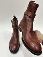 Men’s Brown Ostrich Leather Jodhpur Boots – Handmade Ankle Boots with Buckle Strap - Image 9