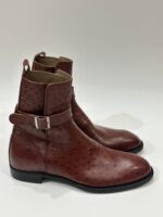 Men’s Brown Ostrich Leather Jodhpur Boots – Handmade Ankle Boots with Buckle Strap - Image 2