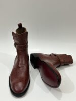 Men’s Brown Ostrich Leather Jodhpur Boots – Handmade Ankle Boots with Buckle Strap - Image 4