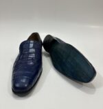 Handmade Leather Shoes Mens Blue Crocodile Pattern Casual Formal Party Loafers Wedding Shoes - Image 3
