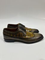 Handmade Leather Oxford Shoes Men Green Wingtip Brogue Dress Shoes Crocodile Embossed Leather Formal Shoes - Image 9