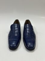 Handmade Leather Shoes Mens Blue Crocodile Pattern Casual Formal Party Loafers Wedding Shoes - Image 4